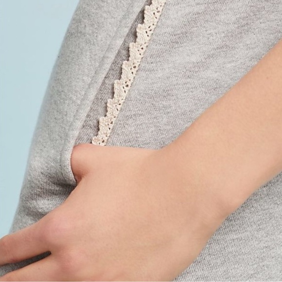 Anthropologie Women's Cloth & Stone Short Sleeve Gray Sweatshirt Tunic Dress L - Picture 2 of 12